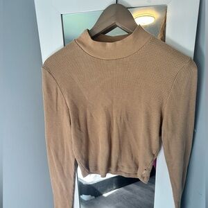 TNA waffle knit cropped top